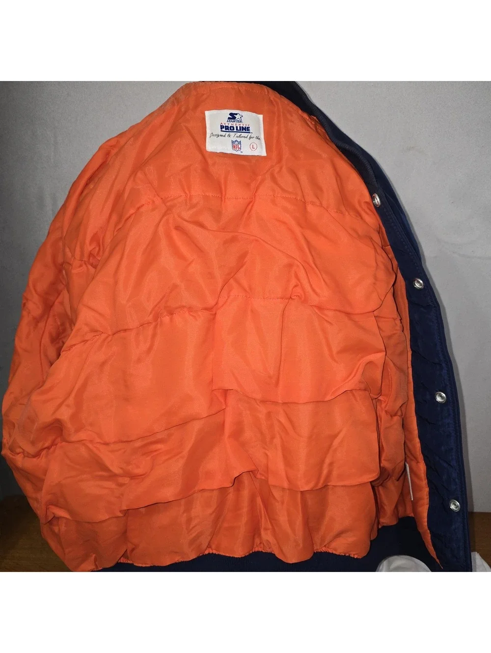 Vtg 90s Chicago Bears Starter Satin Bomber Jacket Authentic Pro Line Men's L Y2K